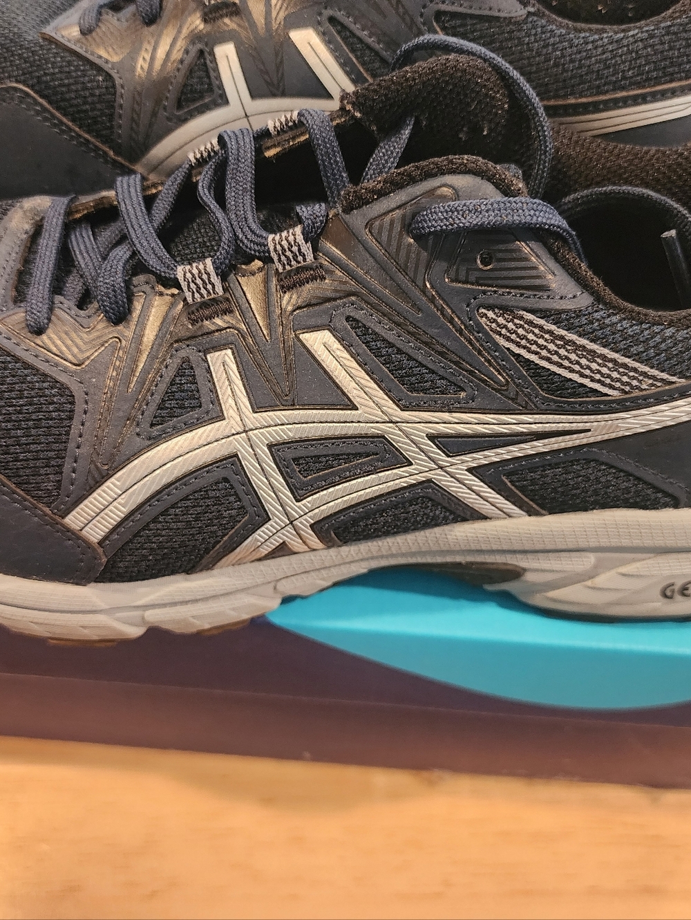 ASICS Men's Navy and Silver Athletic Running Shoes